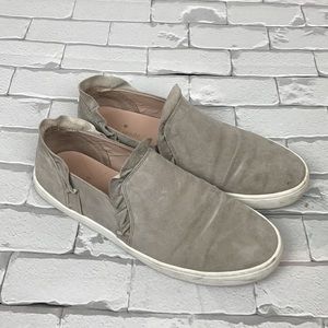 Kate Spade leather ruffled slip on shoes sneakers Light gray taupe Size 8.5